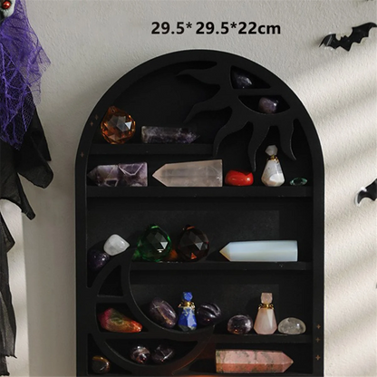 Wood Storage Shelf - Stylish and Practical Wall Shelf, Crescent Sun and Moon Crystal Shelf    Home Decor Supply | Online Retail | ShoreShopper.com