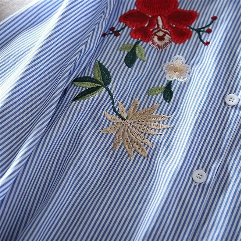 Embroidered Shirt For Women Blouse Artistic Blous Retro Woman Blouse Loose Top Lapel Cardigan Summer Leisure Woman Clothes Shirt    Your Coastal Marketplace | Shoreshopper.com