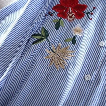 Embroidered Shirt For Women Blouse Artistic Blous Retro Woman Blouse Loose Top Lapel Cardigan Summer Leisure Woman Clothes Shirt    Your Coastal Marketplace | Shoreshopper.com