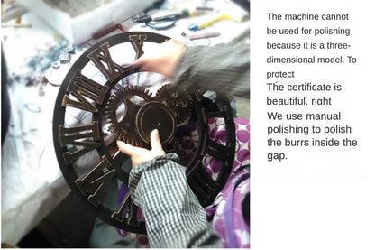 Vintage Style Industrial Wall Clock with Roman Numerals Visible 3D Gears 11"-17" Gold or Silver    Home Decor Supply | Online Retail | ShoreShopper.com
