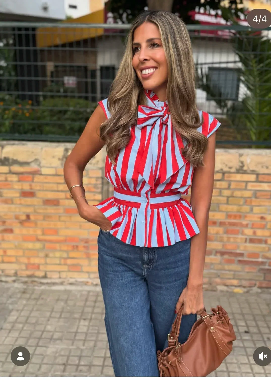 Women's Shirt 2026 Summer New Style Striped Sleeveless Waist-Fitted Shirt with Bow Decoration Romantic Style Personality Fashion    Your Coastal Marketplace | Shoreshopper.com