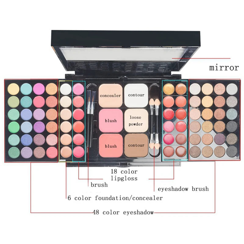 40/74/78 Colors Glitter Eyeshadow Palette Matte Waterproof Long Lasting Pressed Powder Cosmetics Kit  Fashion Women MakeUp Tools - ShoreCo.Shop