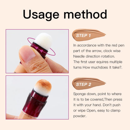New Sponge Head Concealer for Dark Circles Freckles Acne Pigmentation and Blemishes Long Lasting Moisturizing Liquid Foundation - ShoreCo.Shop
