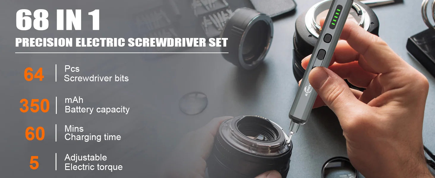 KUNLUN 68-in-1 Mini Electric Screwdriver Set, Small Electric Screwdriver Cordless with 64 Magnetic Bits, 5 Torque Settings,    Home Decor Supply | Online Retail | ShoreShopper.com