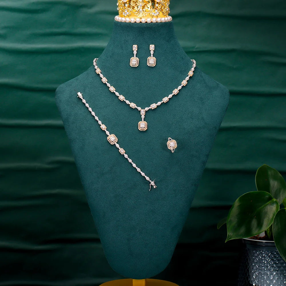 Bridal jewelry set, ladies' earrings and necklace set, rhinestone and crystal wedding jewelry set, 3 pieces of gifts    Home Decor Supply | Online Retail | ShoreShopper.com