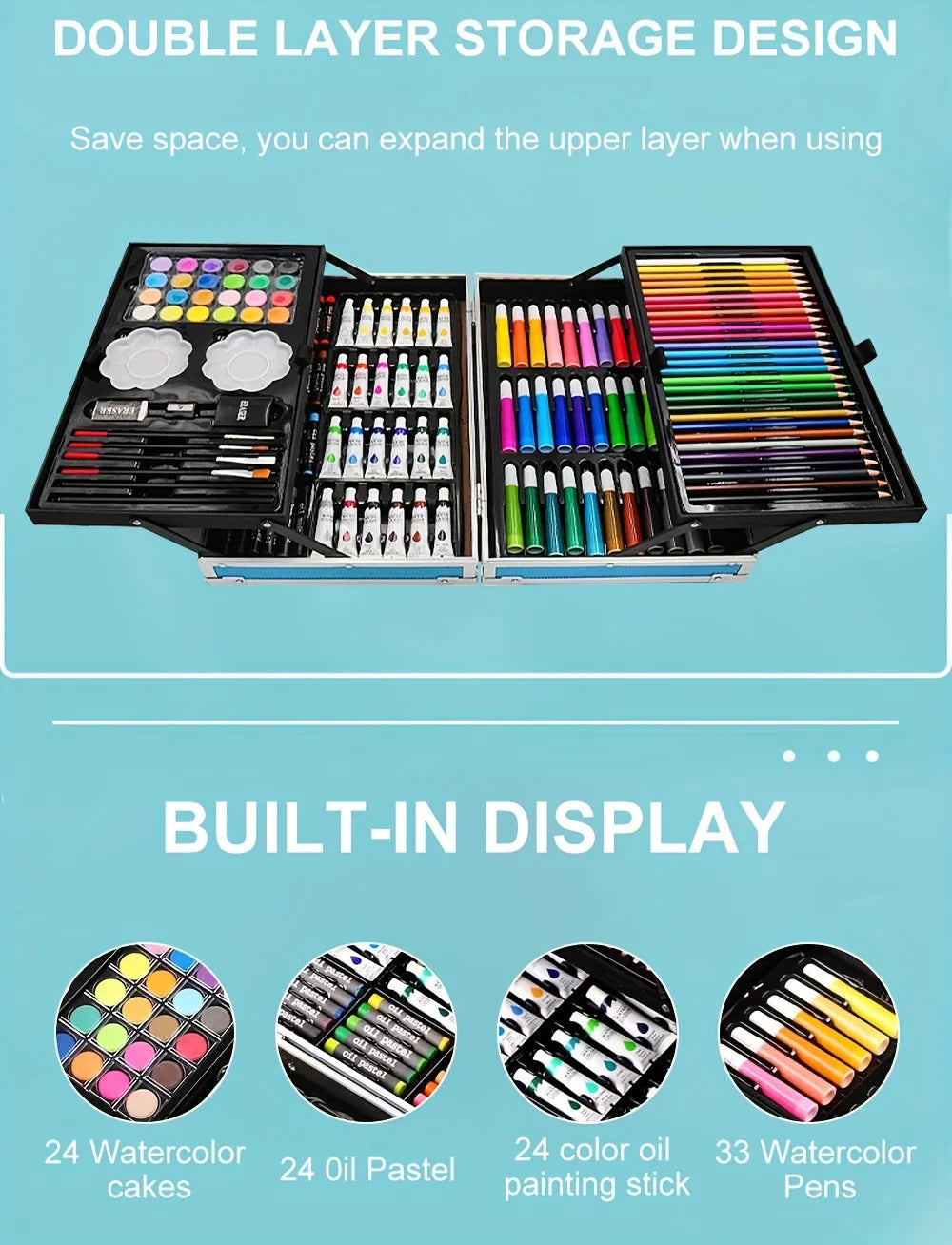 Art Supplies, 145 Pack Painting Drawing Art Kit , Deluxe Double Layers Art Set Crafts, Colored Pencils, Oil Pastels, Watercolor    Home Decor Supply | Online Retail | ShoreShopper.com