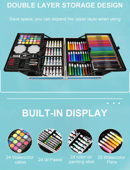 Art Supplies, 145 Pack Painting Drawing Art Kit , Deluxe Double Layers Art Set Crafts, Colored Pencils, Oil Pastels, Watercolor    Home Decor Supply | Online Retail | ShoreShopper.com