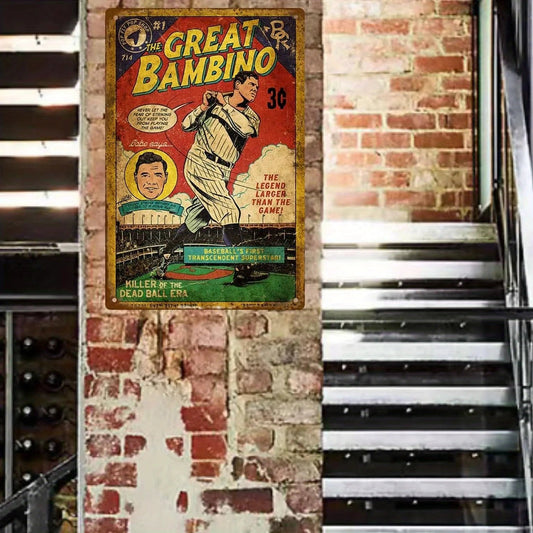 Vintage Baseball Metal Wall Art - 8x12" Retro Sign with Ruth & NYC Legends, Rustic Decor for Home, Bar, or Restaurant    Home Decor Supply | Online Retail | ShoreShopper.com