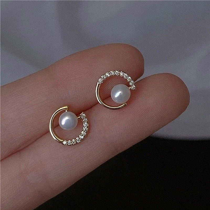 Upscale 14k Gold Jewelry Real Gold  Earrings Zircon Pearl Twist Luxury Stud Earrings for Women Brincos Pendientes Bijoux    Home Decor Supply | Online Retail | ShoreShopper.com