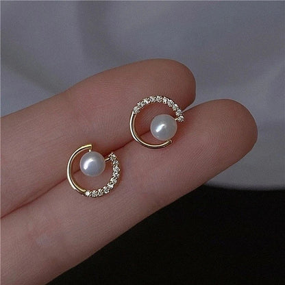 Upscale 14k Gold Jewelry Real Gold  Earrings Zircon Pearl Twist Luxury Stud Earrings for Women Brincos Pendientes Bijoux    Home Decor Supply | Online Retail | ShoreShopper.com
