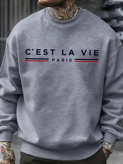 C'Est La Vie Paris Prints Man Sweatshirt Casual Loose Sportswear Hip Hop Fashion Pullovers Fleece Soft Clothing Crewneck Tops    Home Decor Supply | Online Retail | ShoreShopper.com