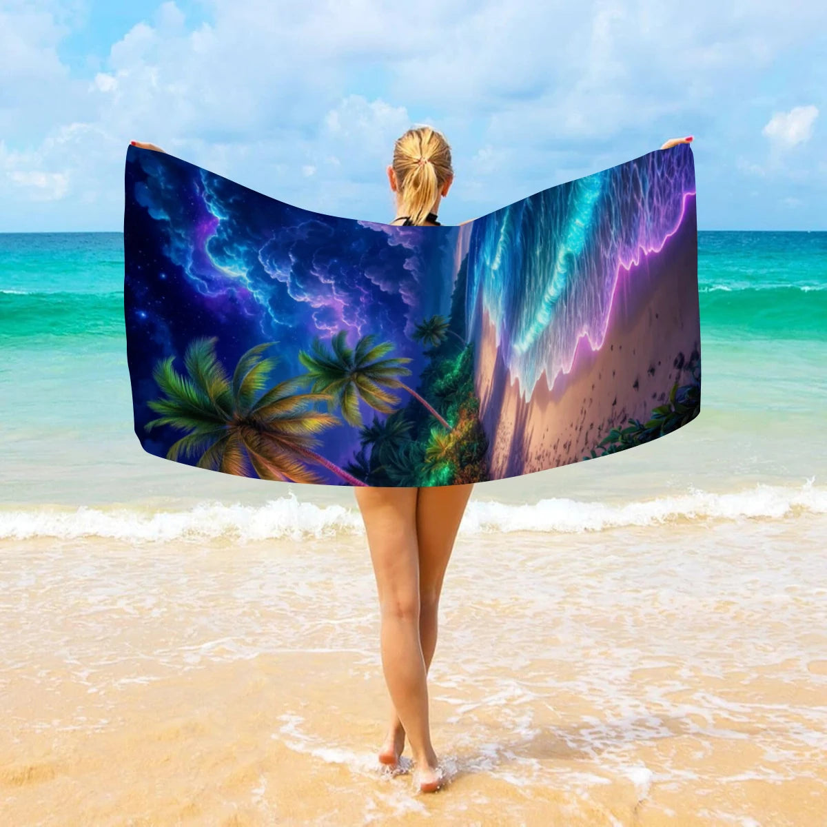 1pc tropical plant printed large beach towel, quick drying absorbent beach towel, swimming, vacation, camping beach towel    Your Coastal Marketplace | Shoreshopper.com