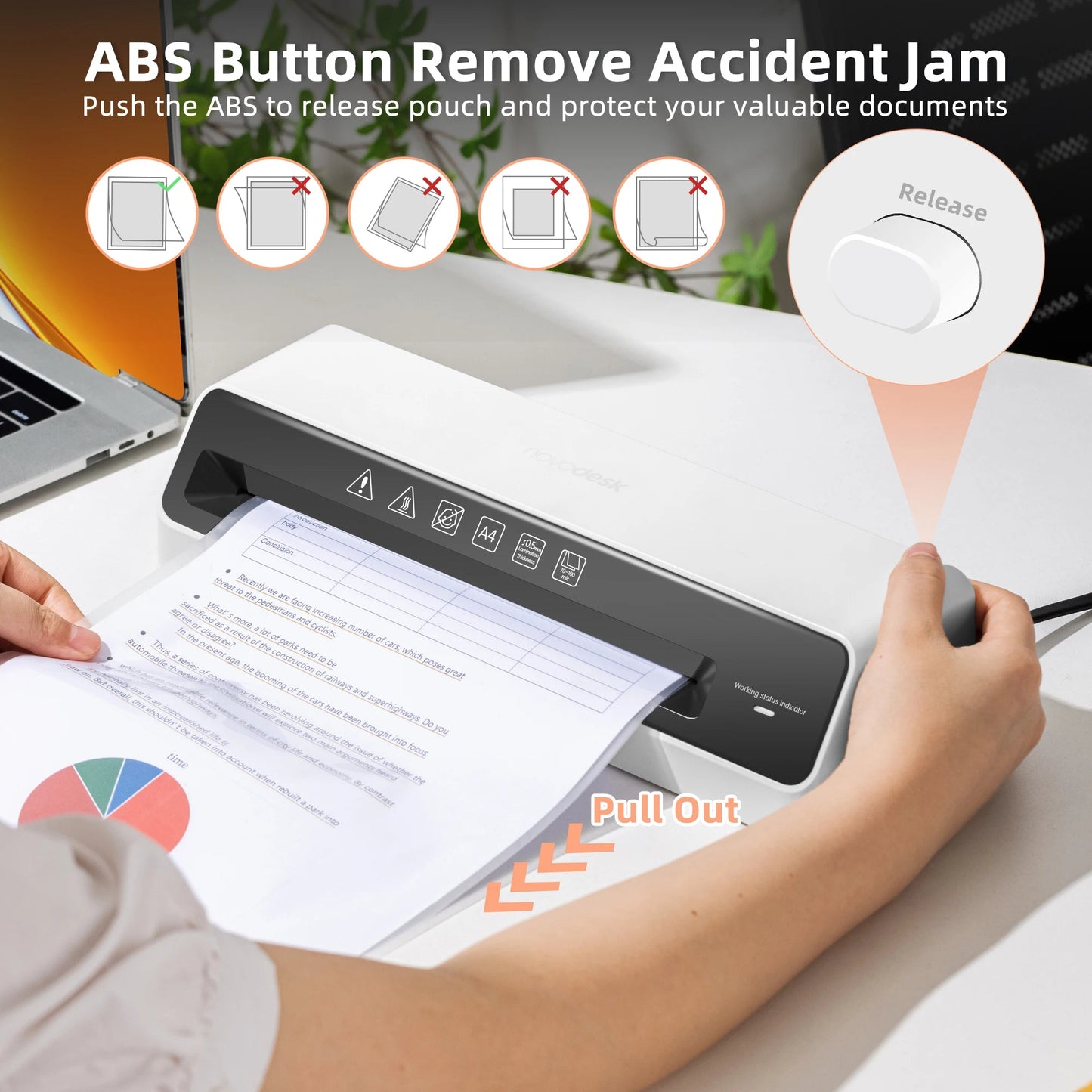 Deli 9in Max Width Thermal Laminator with 20 A4 Pouches, Quick Warm-Up, Never Jam, Desktop Laminator for Home Office Use    Home Decor Supply | Online Retail | ShoreShopper.com