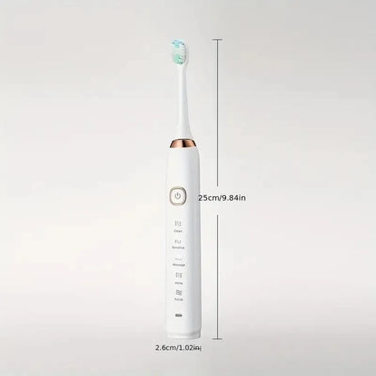 2026 NEW USB Rechargeable Electric Toothbrush Automatic Toothbrush for Adults with 5 Modes and 8 Replacement Brush Heads - ShoreCo.Shop