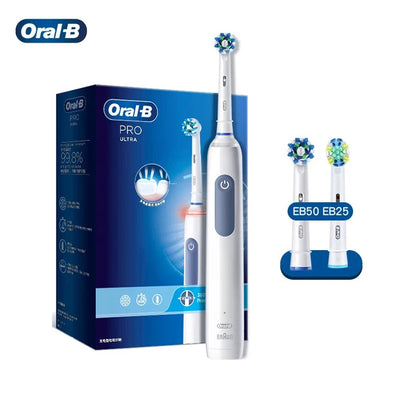 Oral B Pro 4 Ultra Electric Toothbrush 3D Rotation Rechargeable Teeth Brush Pressure Sensor 4 Brushing Modes 2 Min Timer - ShoreCo.Shop