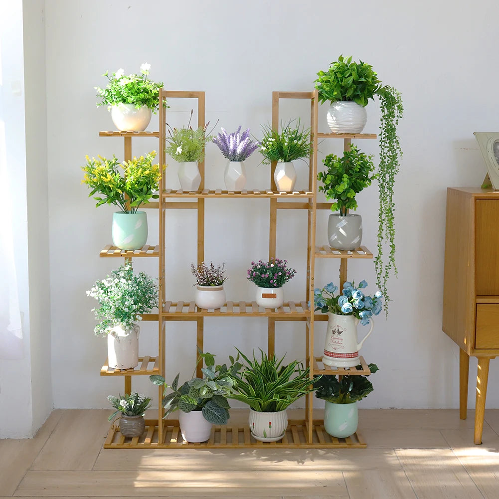 Multi-Tiered Bamboo Plant Stand Indoor Outdoor Flower Pot Holder Rack for Garden Balcony Living Room    Home Decor Supply | Online Retail | ShoreShopper.com