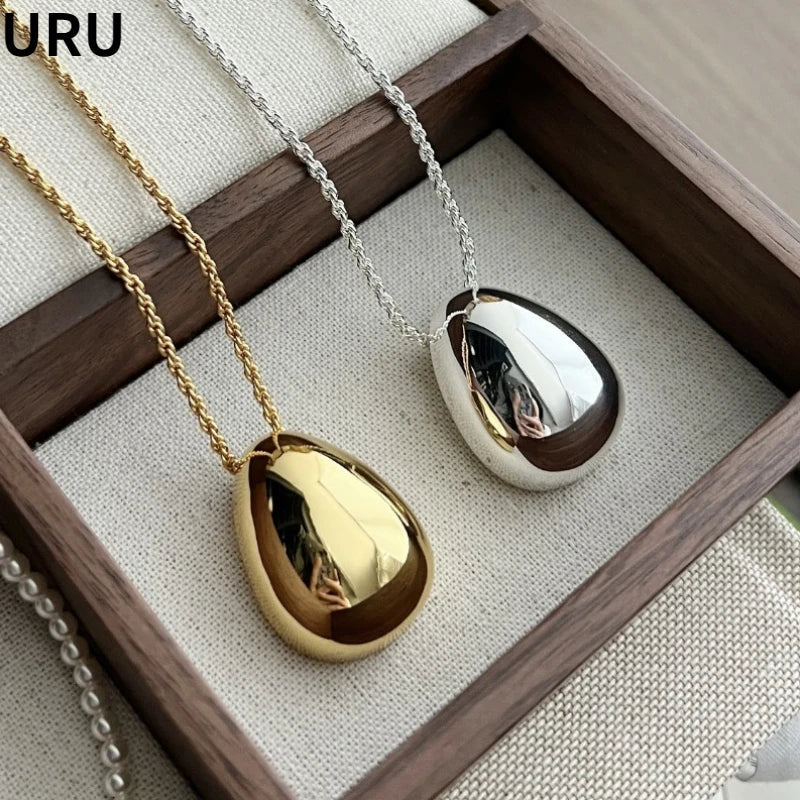 Modern Jewelry Simple Delicate Design Smooth Metal Teardrop Pendant Necklace For Women Female Party Gift Dropshipping    Home Decor Supply | Online Retail | ShoreShopper.com