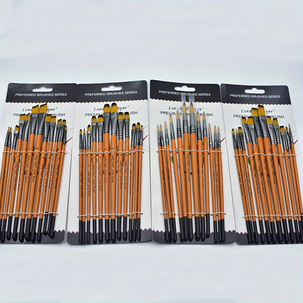 12/48pcs Premium Flat Art Paintbrush Set Durable Anti-Shedding Synthetic Nylon Bristles for Watercolor Acrylics Gouache Painting    Home Decor Supply | Online Retail | ShoreShopper.com