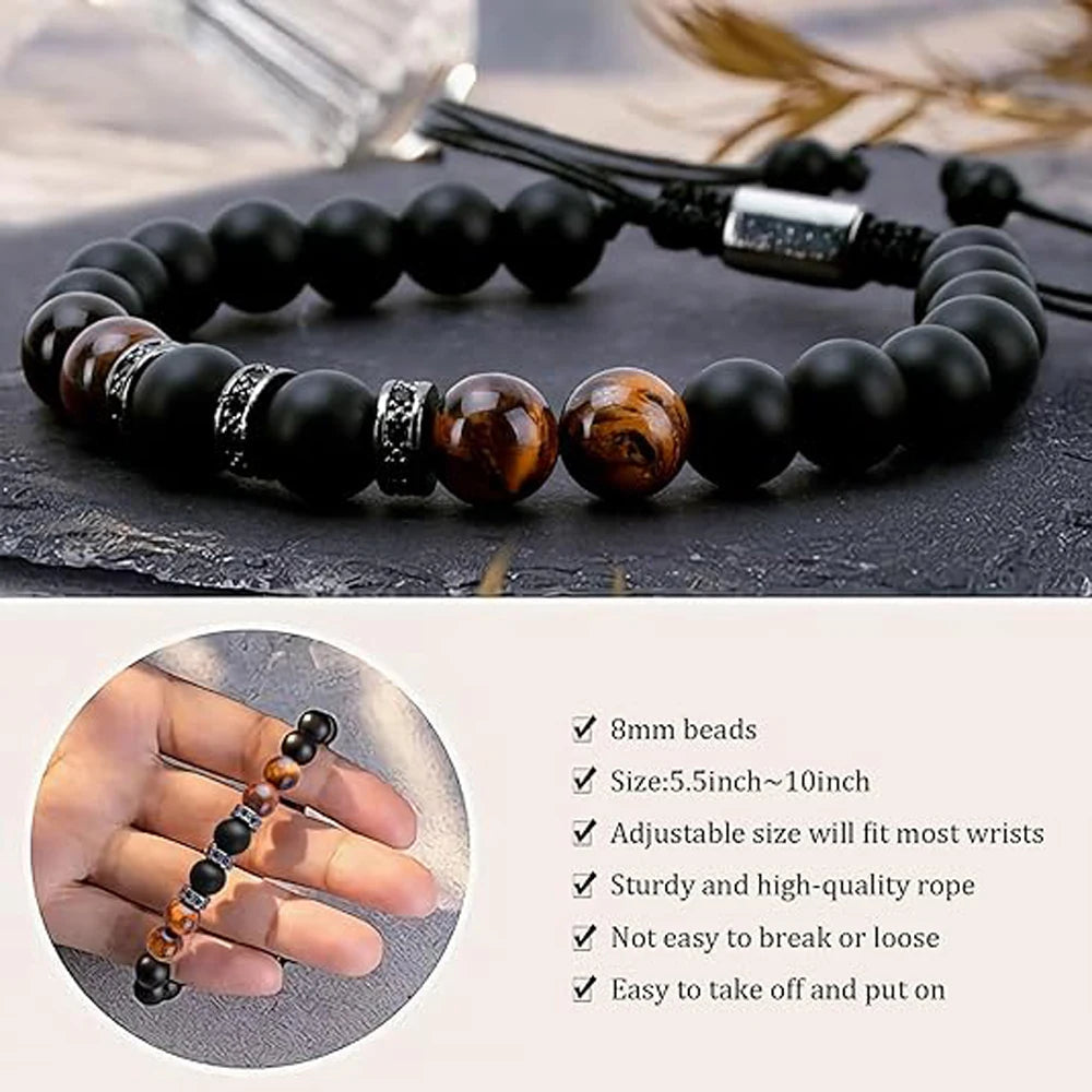 Fathers Day Dad Gifts from Daughter Son Bracelets Birthday Gifts for Men Dad Mens Bracelet Natural Stone for Him Husband    Your Coastal Marketplace | Shoreshopper.com