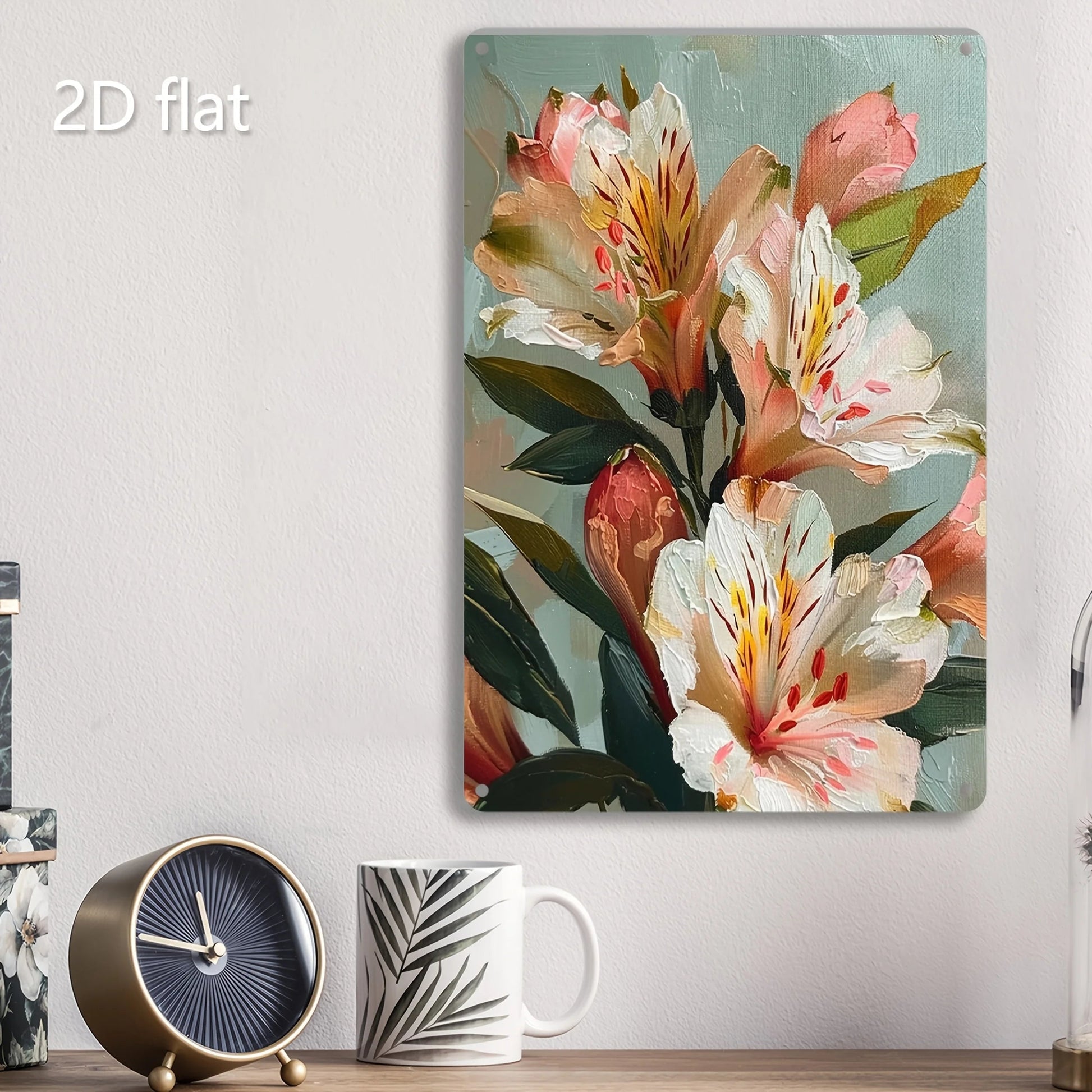 Vibrant 2D Flat Metal Wall Art - Weather-Resistant Tin Plaque with Flowers, 7.87x11.8 Inch, Ideal for Indoor/Outdoor Decor    Home Decor Supply | Online Retail | ShoreShopper.com