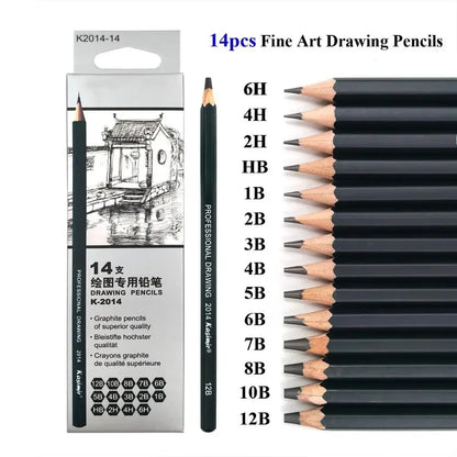 14Pcs/Set Drawing Sketch Pencils Set Wooden Professional Art Supplies HB 2B 6H 4H 2H 3B 4B 5B 6B 10B 12B 1B Painting Stationery    Home Decor Supply | Online Retail | ShoreShopper.com