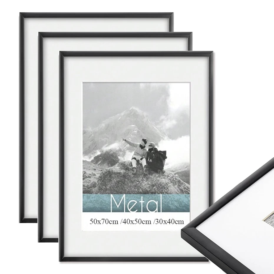 3pcs 30x40 50x70cm Picture Frames Aluminum Modern Photo Frame Black With Mat For Wall Art Mounting Canvas Print Home Decor    Home Decor Supply | Online Retail | ShoreShopper.com