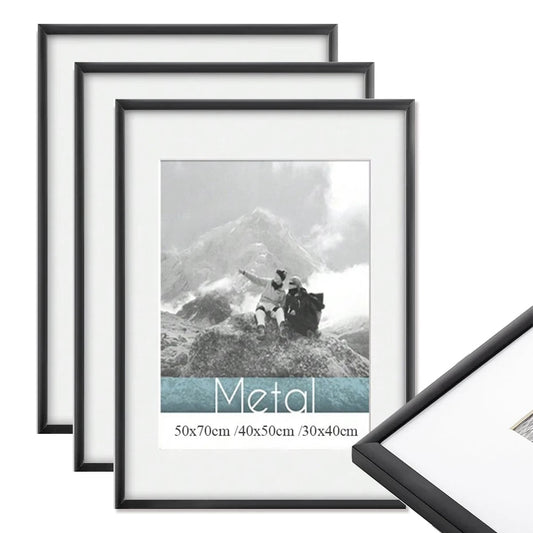 3pcs 30x40 50x70cm Picture Frames Aluminum Modern Photo Frame Black With Mat For Wall Art Mounting Canvas Print Home Decor    Home Decor Supply | Online Retail | ShoreShopper.com
