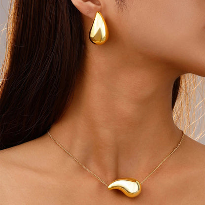 2-Piece Elegant Stylish Gold Drop Jewelry Set With High-End Earrings And Necklace Combination Suitable For Woman Daily Wear    Home Decor Supply | Online Retail | ShoreShopper.com