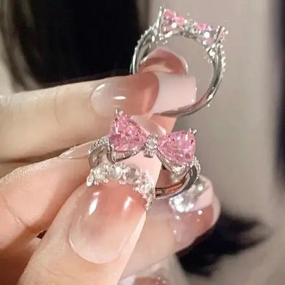 Fashion Fairy Pink Crystal Bow Knot Pendant Necklaces Y2K Girls Sweet Rhinestone Heart Clavicle Chain Women Jewelry Gifts    Home Decor Supply | Online Retail | ShoreShopper.com