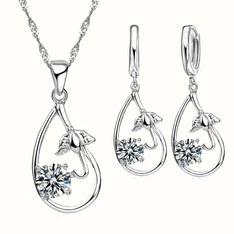 Wedding Bridal Jewelry Sets for Women Neckalce and Earrings 925 Sterling Silver Romantic Style Jewelry for Women As Gift    Home Decor Supply | Online Retail | ShoreShopper.com