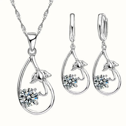 Wedding Bridal Jewelry Sets for Women Neckalce and Earrings 925 Sterling Silver Romantic Style Jewelry for Women As Gift    Home Decor Supply | Online Retail | ShoreShopper.com