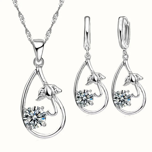 Wedding Bridal Jewelry Sets for Women Neckalce and Earrings 925 Sterling Silver Romantic Style Jewelry for Women As Gift    Home Decor Supply | Online Retail | ShoreShopper.com
