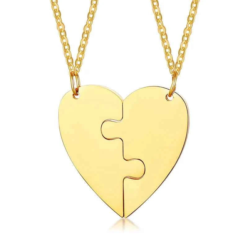 Custom Engrave BFF Friendship Necklaces for 2 Best Friends Gifts, Couple Heart Love Forever Pendant Female BFF Necklaces Set