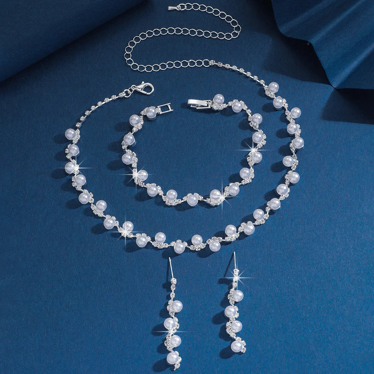 Pearl & Crystal Jewelry Set Choker Necklace Bracelet Drop Earrings Bridal Accessories for Wedding Prom Party Women Daily Wear    Home Decor Supply | Online Retail | ShoreShopper.com