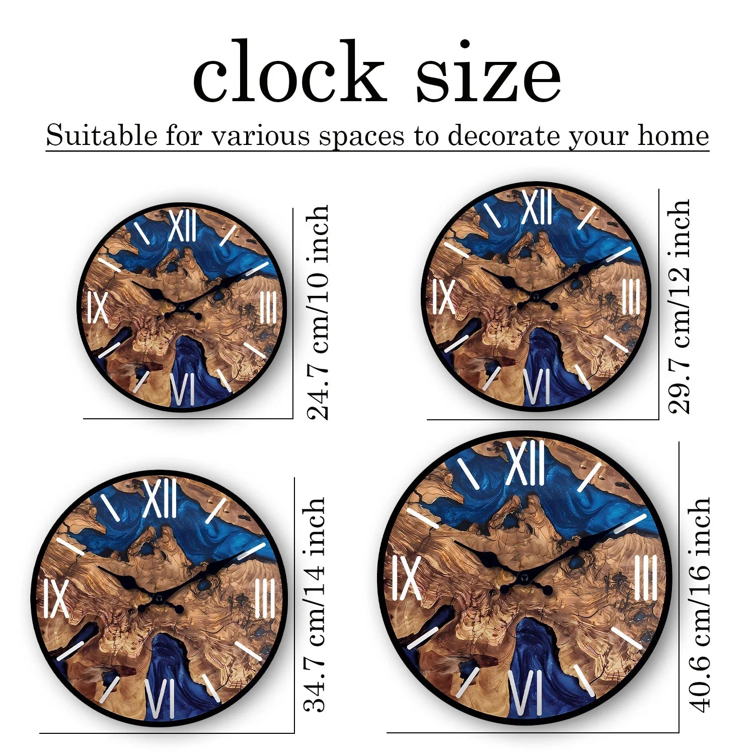 Abstract Roman Numeral Wooden Wall Clock for Living Room, Bedroom, Kitchen, Home Decoration, Silent Quartz Clock, Holiday Gift, 10 Inches, 12 Inches 14inch 16inch (No Battery)    Home Decor Supply | Online Retail | ShoreShopper.com