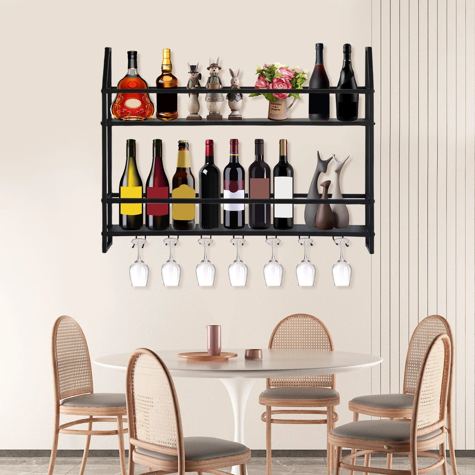 Wall Mounted Iron Wine Rack Bottle Champagne Glass Holder Shelves Bar Home Party Light and Strong Durable Unique Design Decor    Home Decor Supply | Online Retail | ShoreShopper.com