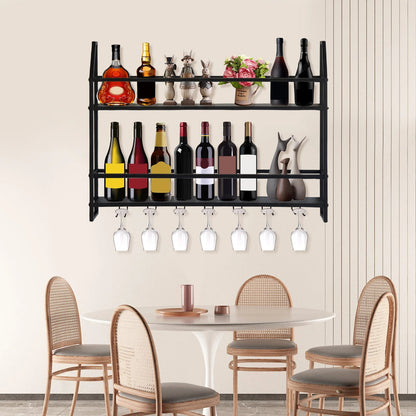 Wall Mounted Iron Wine Rack Bottle Champagne Glass Holder Shelves Bar Home Party Light and Strong Durable Unique Design Decor    Home Decor Supply | Online Retail | ShoreShopper.com
