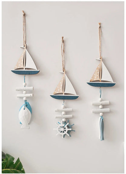 Wall Hanging Hand Made Mediterranean Starfish Hung Fish Nautical Decor Hang Wood Marine Pendant for Home Decoration קישוטי קיר    Your Coastal Marketplace | Shoreshopper.com