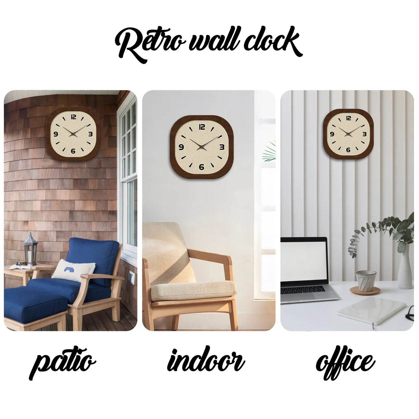 French-Style Retro Cream Crystal Porcelain Square-Shaped Simple Pattern Wooden Wall Clock for Living Room, Bedroom, Kitchen, Home Decoration, Silent Quartz Clock, Holiday Gift, 12 Inches, 14 Inches 16inch (Battery Not Include    Home Decor Supply | Online Retail | ShoreShopper.com