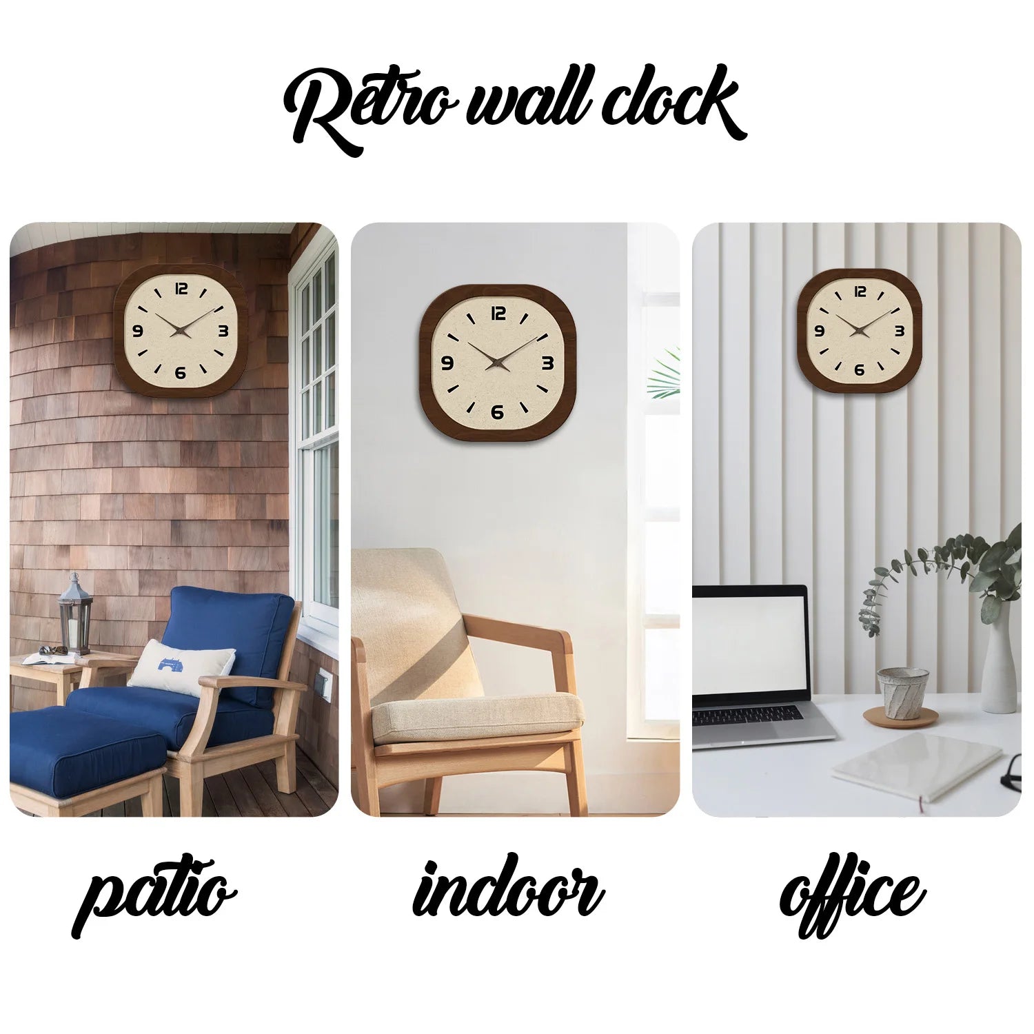 French-Style Retro Cream Crystal Porcelain Square-Shaped Simple Pattern Wooden Wall Clock for Living Room, Bedroom, Kitchen, Home Decoration, Silent Quartz Clock, Holiday Gift, 12 Inches, 14 Inches 16inch (Battery Not Include    Home Decor Supply | Online Retail | ShoreShopper.com