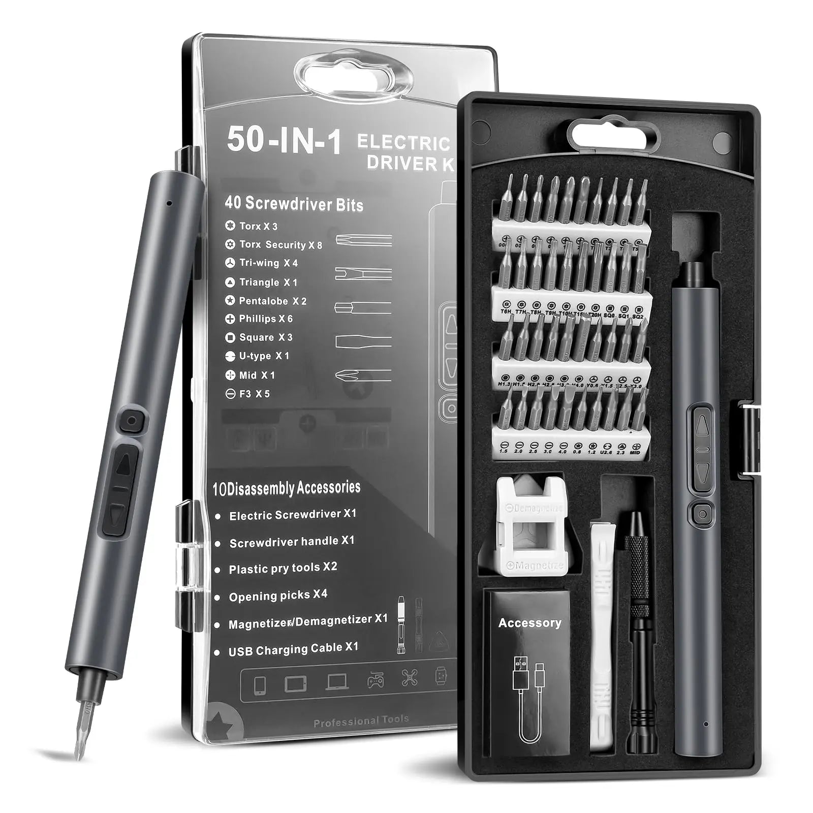 50 in 1 Precision Electric Screwdriver Set Multi-Function Power Tool with Magnetic Torx Phillips Bits for iPhone Glasses Watches    Home Decor Supply | Online Retail | ShoreShopper.com