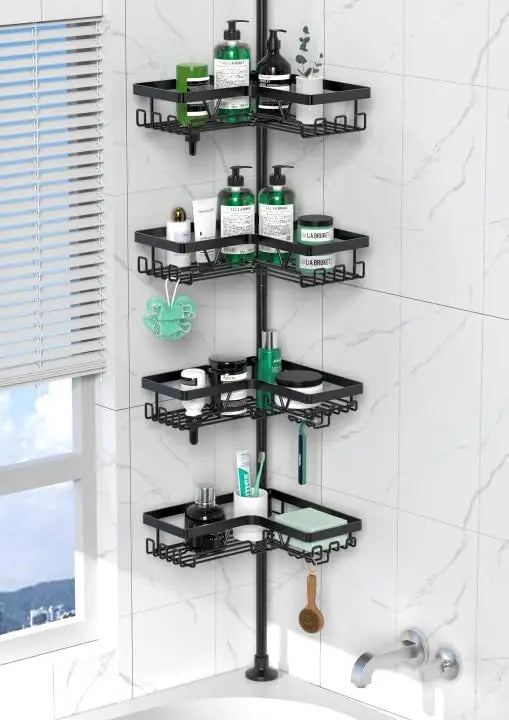 Corner Shower Caddy Tension Pole - 4 Tier Stainless Steel Rustproof Shower Corner Caddy for Bathroom Shower Organizer    Home Decor Supply | Online Retail | ShoreShopper.com