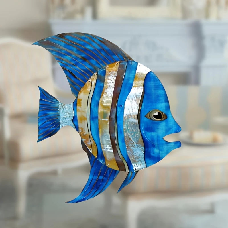 2D Wooden Fish Nautical Walls Beach Art Walls Hang Decorated Marine Themed Retro blue Fish Family Bathroom Pendants Gifts    Your Coastal Marketplace | Shoreshopper.com