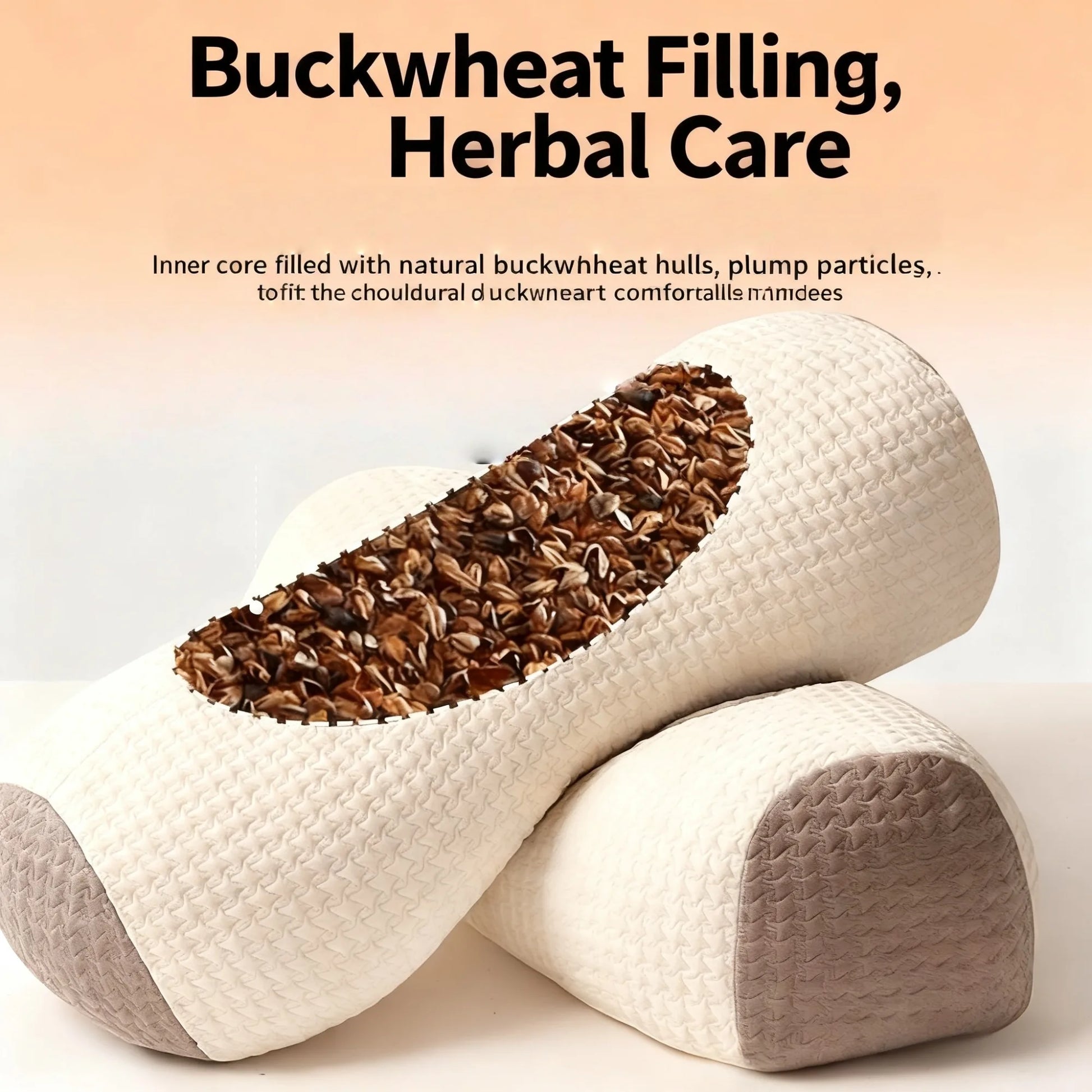 Ergonomic Buckwheat Pillow Adjustable Height Breathable Hypoallergenic Pillow with Removable Cover Cervical Spine & Head Back - ShoreCo.Shop