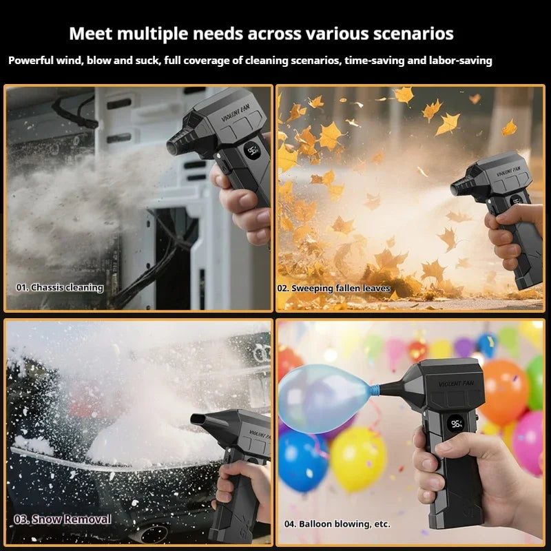 990000RPM Powerful Air Blower Turbo Blower Brushless Motor Violent Fan Wind Speed 198km/H with display Air duster,Vacuum kit - ShoreCo.Shop