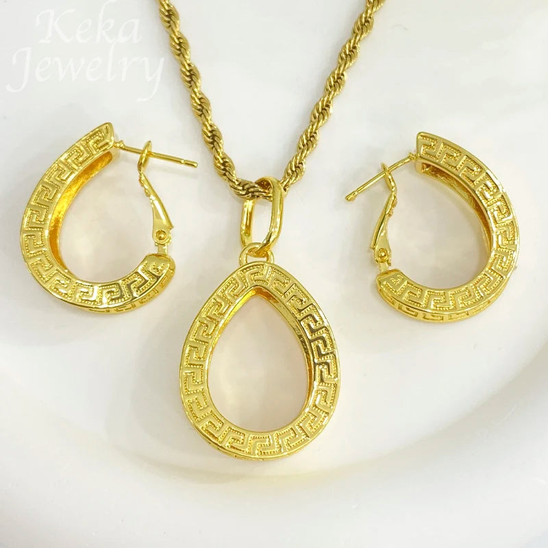 Dubai Golden Jewelry Sets for Women Luxury Italian Bridal Necklace Pendant Earrings Wedding Party Accessories Lady Gifts    Home Decor Supply | Online Retail | ShoreShopper.com