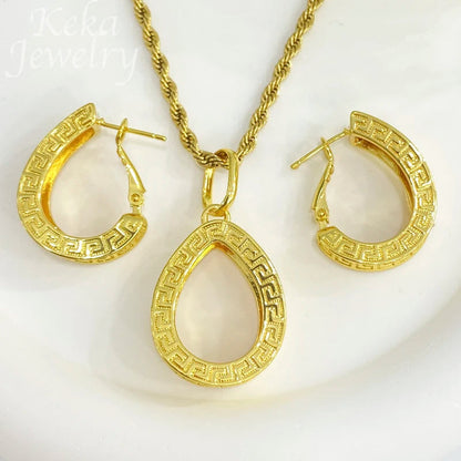 Dubai Golden Jewelry Sets for Women Luxury Italian Bridal Necklace Pendant Earrings Wedding Party Accessories Lady Gifts    Home Decor Supply | Online Retail | ShoreShopper.com