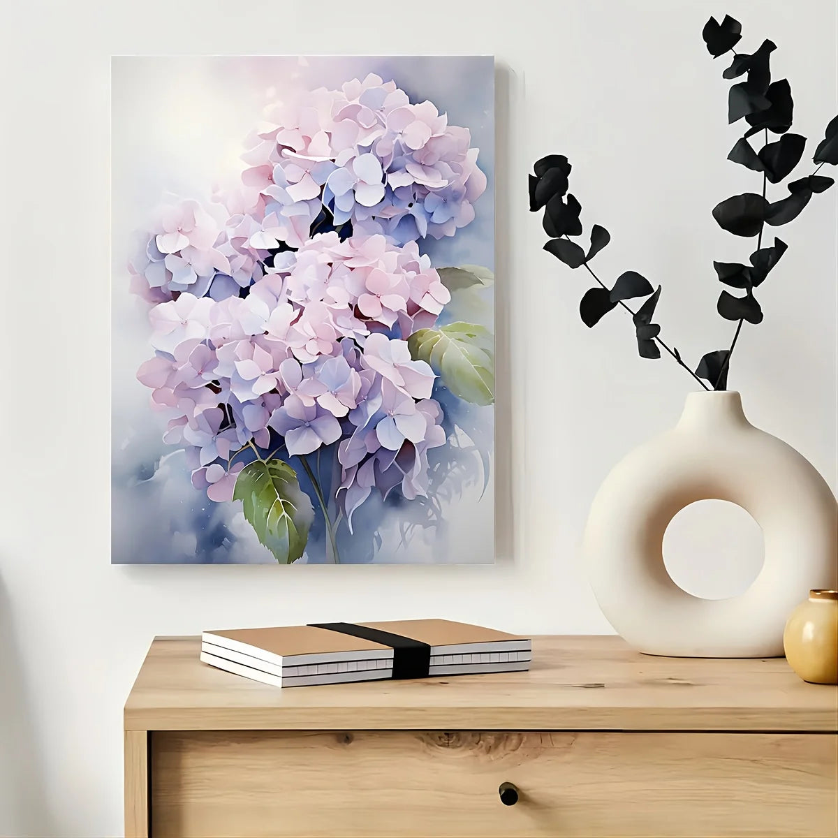 Hydrangea Floral Canvas Wall Art - Framed 11.8x15.7in Decor for Living Room, Bedroom, Kitchen, Office, Great Gift Idea    Home Decor Supply | Online Retail | ShoreShopper.com