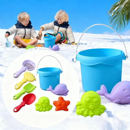 Beach Toy Set for Kids Plastic Sand Play Set with Bucket, Shovels, Molds Sea Creature Molds, Smooth Edges, Bright Colors    Your Coastal Marketplace | Shoreshopper.com