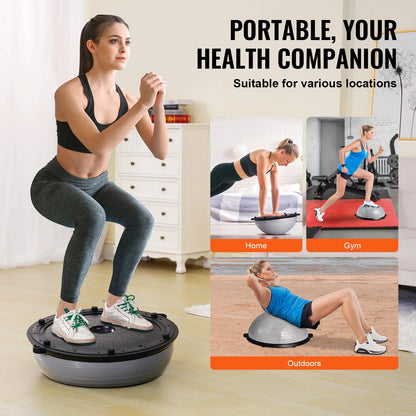 SucceBuy 23/26 inch Half Exercise Ball Trainer Balance Ball Trainer 660lbs Capacity Stability Ball Yoga Ball w/ Resistance Bands    Home Decor Supply | Online Retail | ShoreShopper.com